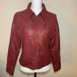 Last Kiss faux leather jacket fitted wine color